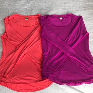 2 long sleeve lightweight Lucy workout shirts
